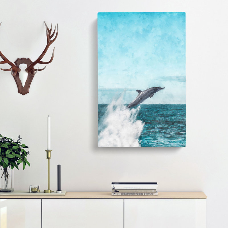 Jumping Dolphin - Wrapped Canvas, 76cm H x 50cm W x 3cm D