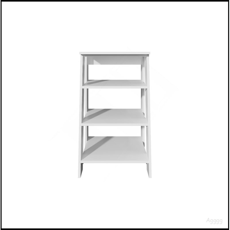 Rangement à tablettes à 4 niveaux pour salle de bain, table d'appoint et salon, blanc, Blanc