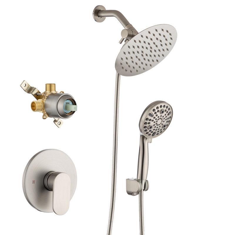 Robinet de douche avec valve brute, Nickel brossé