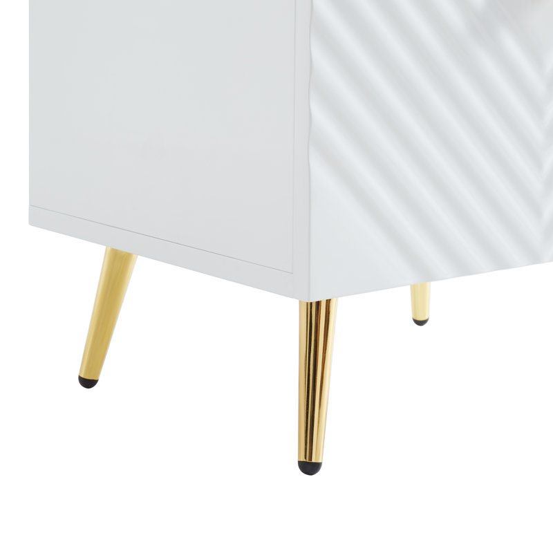 Gaines 2-Drawer Nightstand in High Gloss, White