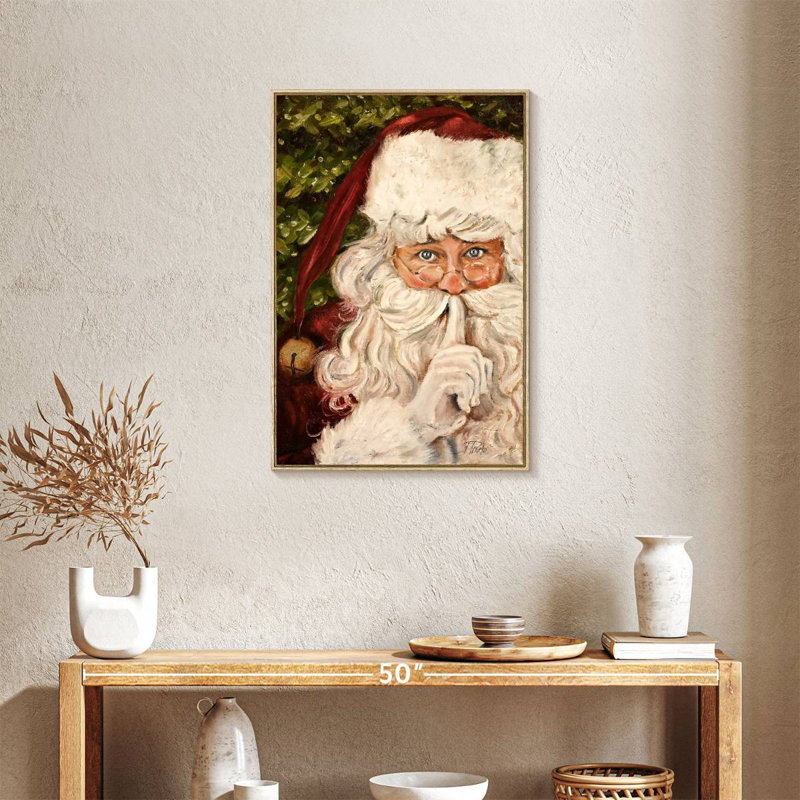 Père Noël secret, Cadre flottant en bois naturel, 21 po x 31 po