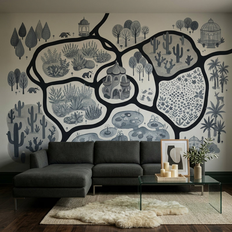 Murale de papier peint mural amovible, 120 po x 96 po, Peler et coller