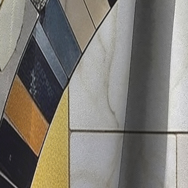 Gris et jaune mosaïque IV - rideau formes abstraites - rideau occultant - 1 panneaux, L 52 po x L 108 po