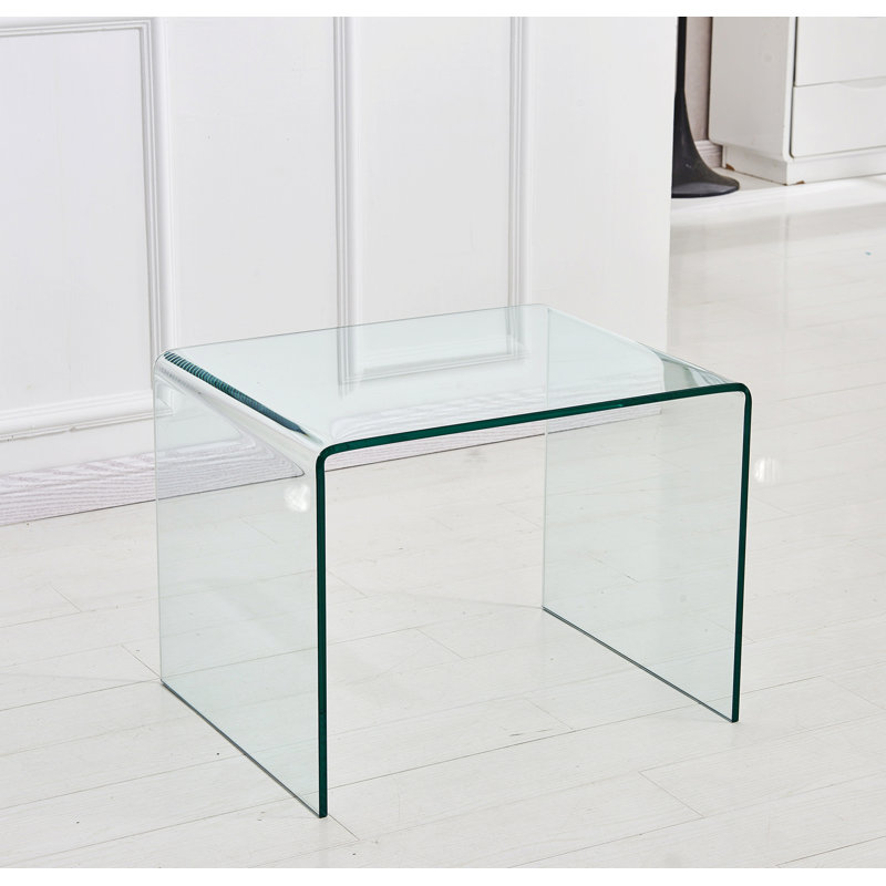 Table de bout polyvalente en verre trempé transparent pour divers réglages