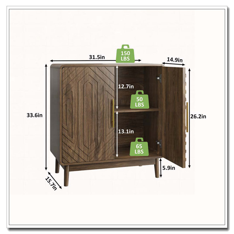 4-Door Storage Cabinet，Storage Side Cabinet Buffet Cabinet