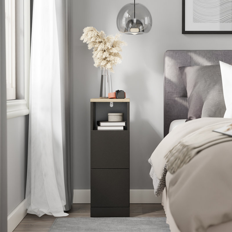 20cm W Manufactured Wood Bedside Table, Black