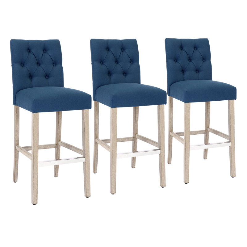 Tabouret de bar et de comptoir Wren (ensemble de 3), Bleu, Tabouret de bar (siège d'une hauteur de 29 po)