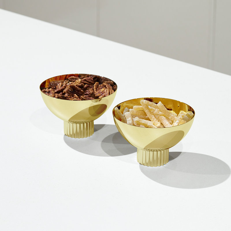 Striations Stainless Steel Nut Bowl, Gold