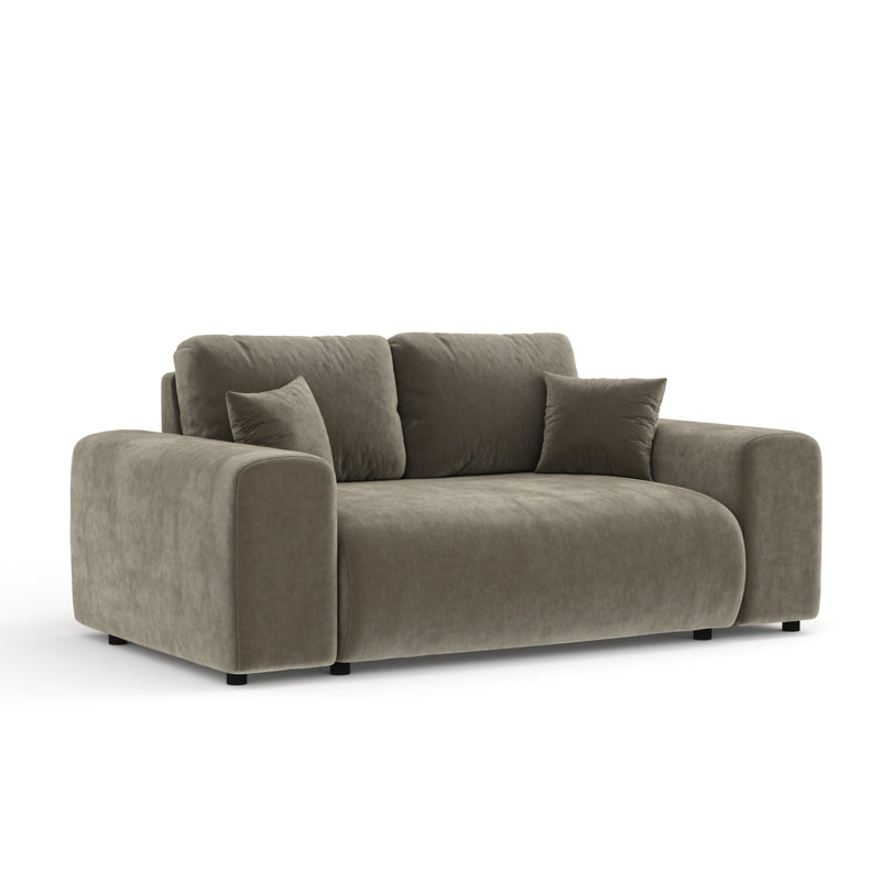 Two-seater square arms loveseat sofa, Brown