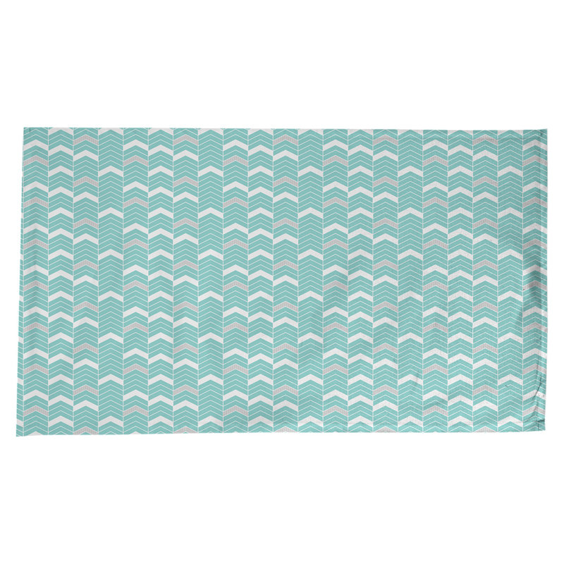 Nappe à chevrons à traits Stephenie, Bleu sarcelle/Gris