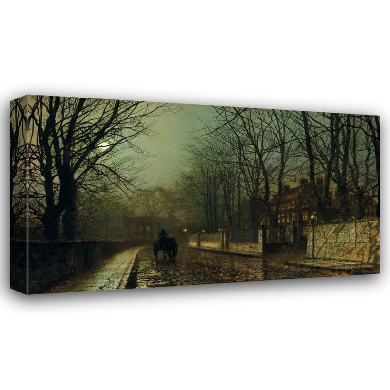 «A Wet Moon, Putney Road» par John Atkinson Grimshaw - Art mural sur toile tendue avec châssis, H 17 po x l 24 po