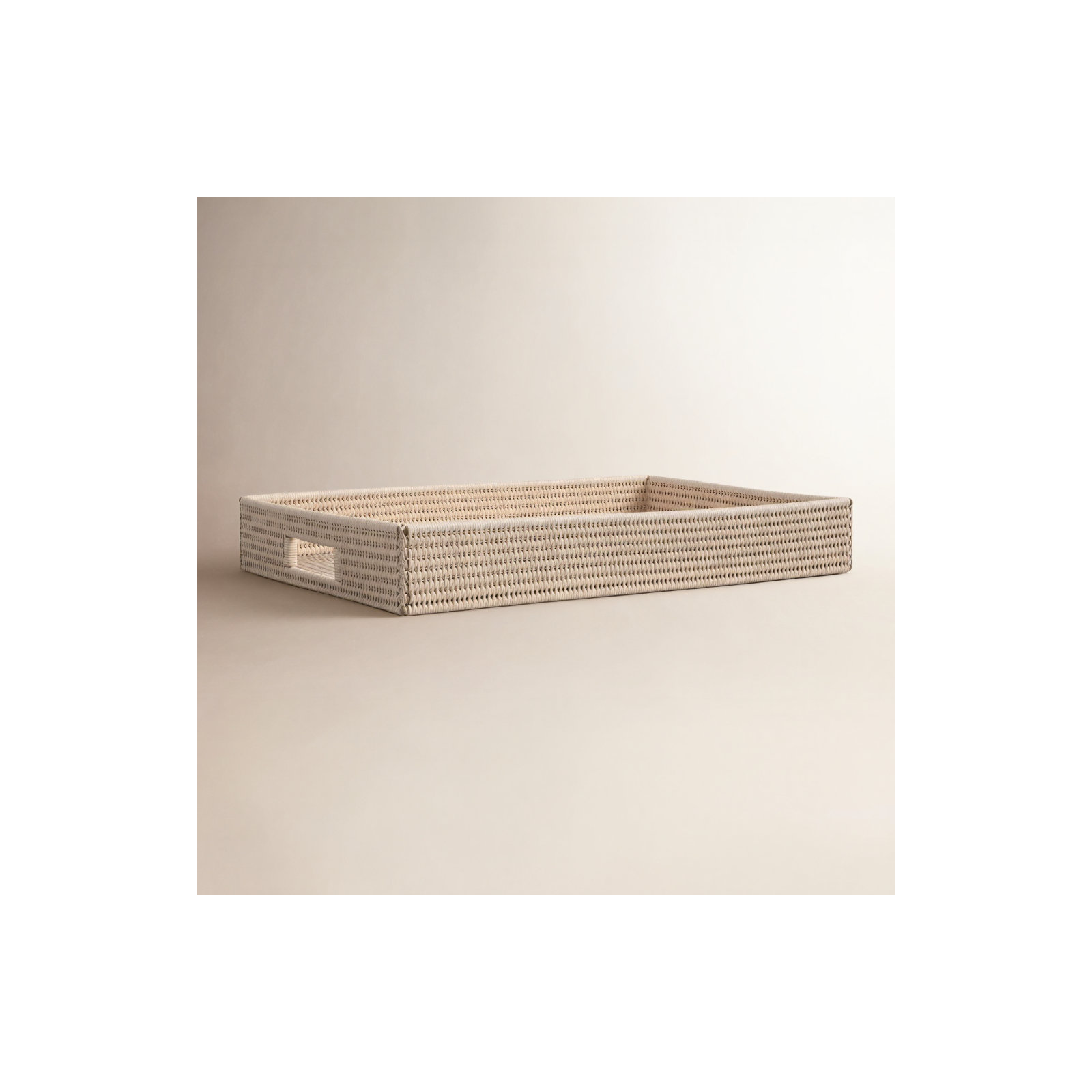 Landers Rattan Tray - Set of 1, White Wash