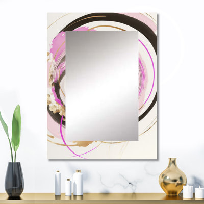 Pink And Gold Minimalist Art II - Modern Rectangular Wall Mirror