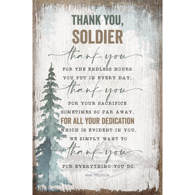 «Thank You Soldier», plaque de bois