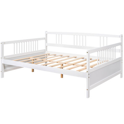 White Full Size Daybed With Support Legs, Resilient Build, For Bedroom & Living Room, Extra Storage Included White, Robust And , Option