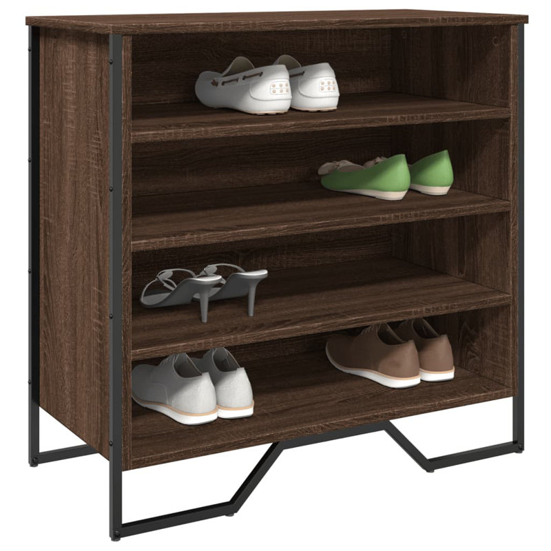 12 Pair Shoe Storage Cabinet, Brown Oak