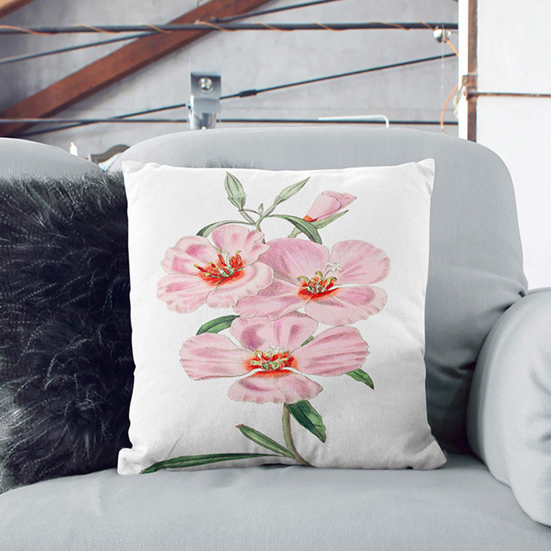 Blooming Pink Hibiscus Flowers Cushion with Filling