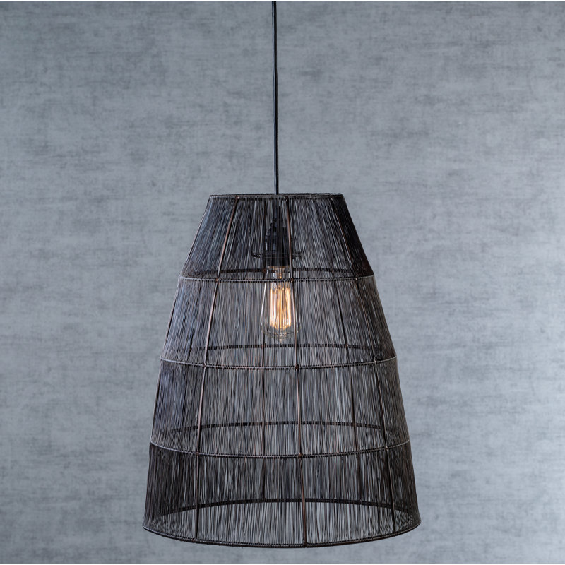 Luminaire suspendu géométrique unique à 1 lumière Backus, H 14,5 po x l 15,25 po x P 15,25 po