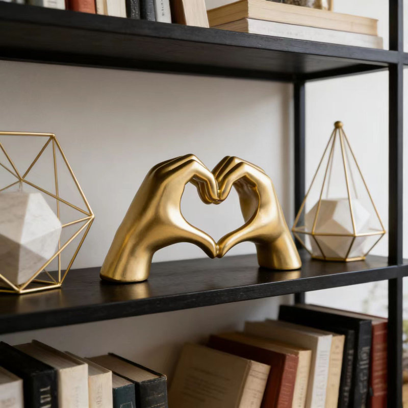 Sculpture «Love Finger Gesture», art moderne, Or