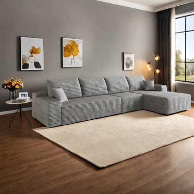 Canapé modulaire en velours côtelé moelleux à compression Compression Cloud de 135 pouces pour la maison