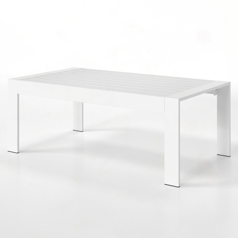 Table basse d'extérieur en aluminium toutes saisons, Blanc