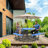 Klarrissa 8-Person 46" Round Metal Outdoor Picnic Table-1687844873