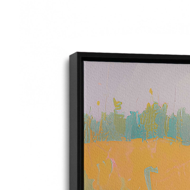 Ensemble de 3 symphonie de prés pastel, H 19 po x l 39 po, Cadre flottant noir satiné
