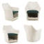 Chaise d'appoint Mid-Century l 26,25 po - Tissu blanc convenant aux animaux de compagnie - Pieds en bois massif