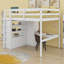 Lit mezzanine avec garde-robe intégré, bureau, tablettes de rangement et tiroirs-23809356