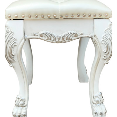 Tabouret de coiffeuse blanc Ii - capacité de poids de 220 lb, siège de 21 po x 17 po, fauteuil en os élégant et fonctionnel d'une largeur de 21 po, profondeur de 17 po, conception rembourrée élégante