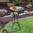 18"W Glass Bee Birdbath with Metal Stand
