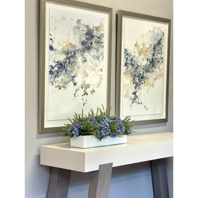 Artificial Hydrangea Polysilk Arrangement in Fiberstone Planter