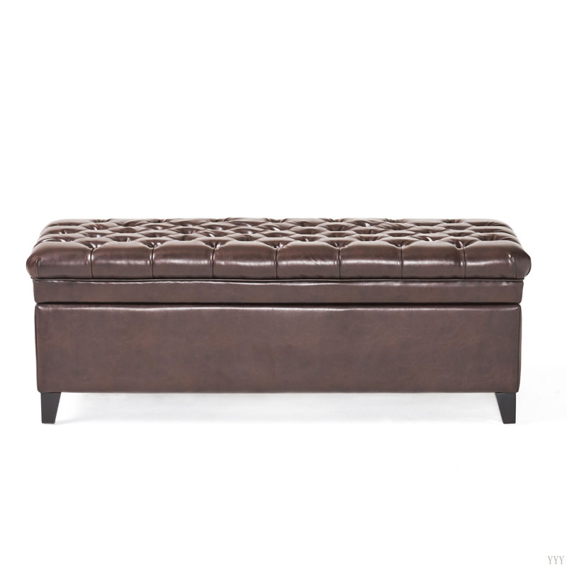 Ayia Upholstered Storage Bench, Brown