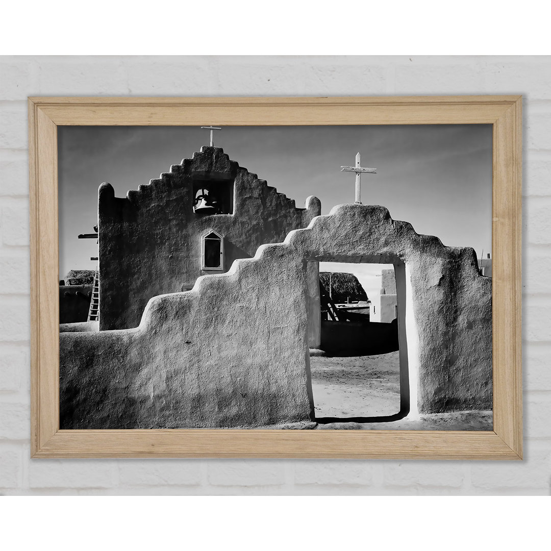 Ansel Adams Kirche in Taos Pueblo New Mexico 2 - Einzelne Bilderrahmen Kunstdrucke