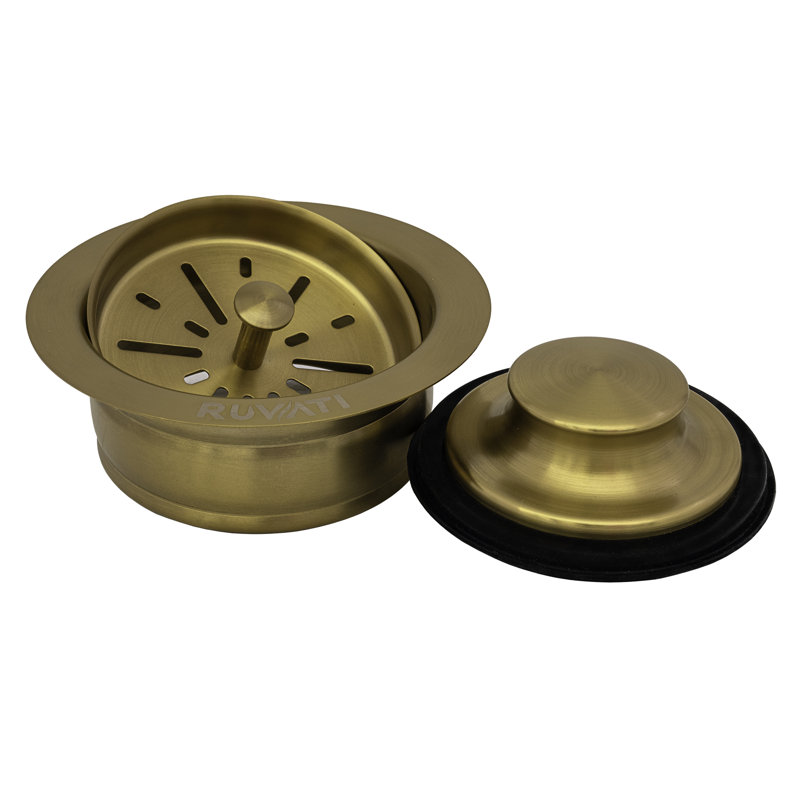 Ruvati Garbage Disposal Flange with Basket Strainer and Stopper - Stainless Steel, Gold