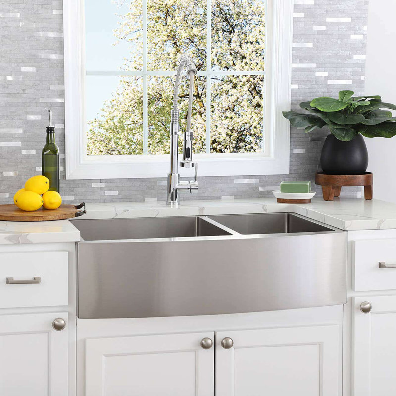 36'' L Double Bowl Stainless Steel Kitchen Sink, Stainless Steel