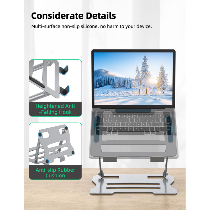 Support réglable pour ordinateur portable, argent