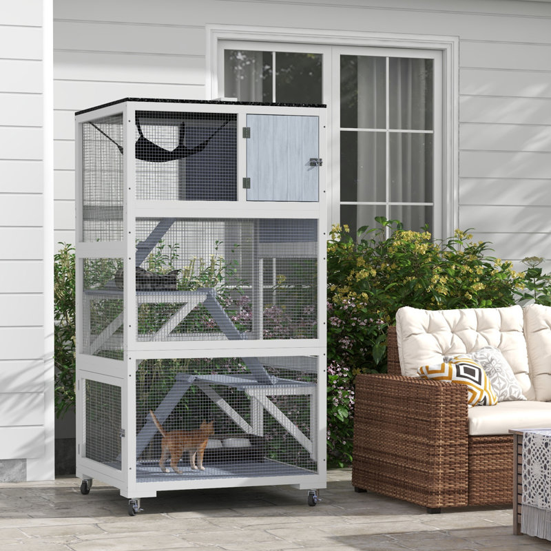 Eliphaz Outdoor Cat Crate,wood, Gray