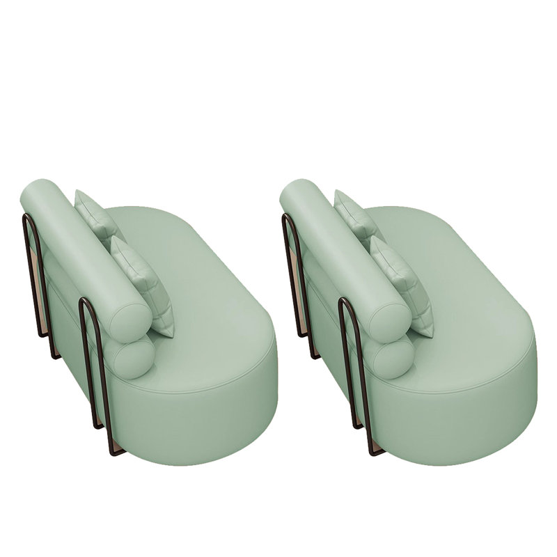 Banc rembourré en similicuir, Vert clair