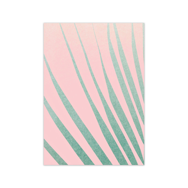 Green Leaves Pink Right Wall Original - Print, No Frame, 84cm H x 59cm W x 1cm D