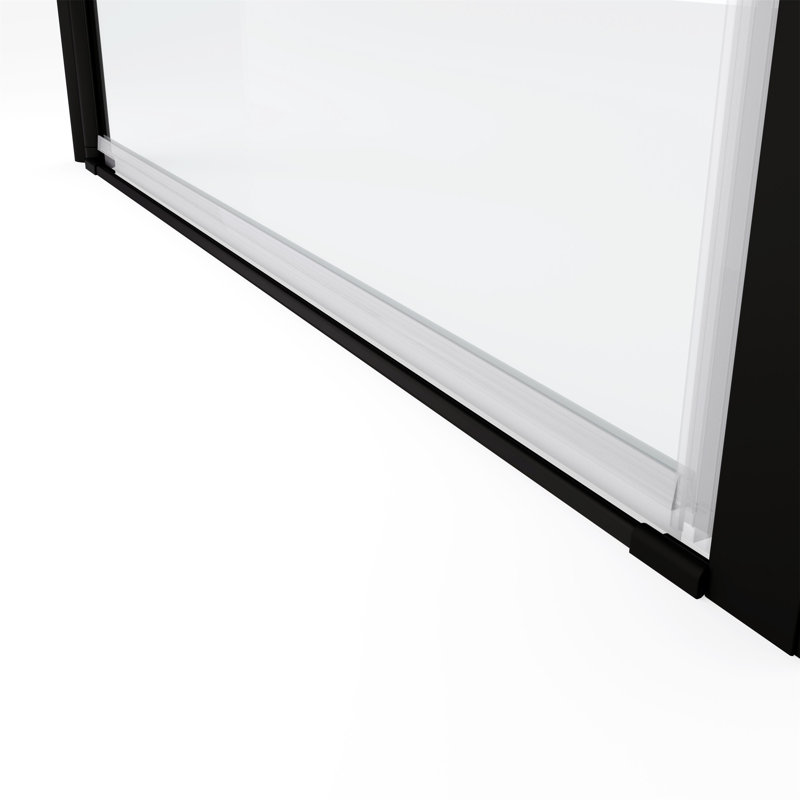 1 3/8" Adjustment,Universal Pivot Shower Door, Open Outside, With 1/4" Tempered Glass, Matte Black
