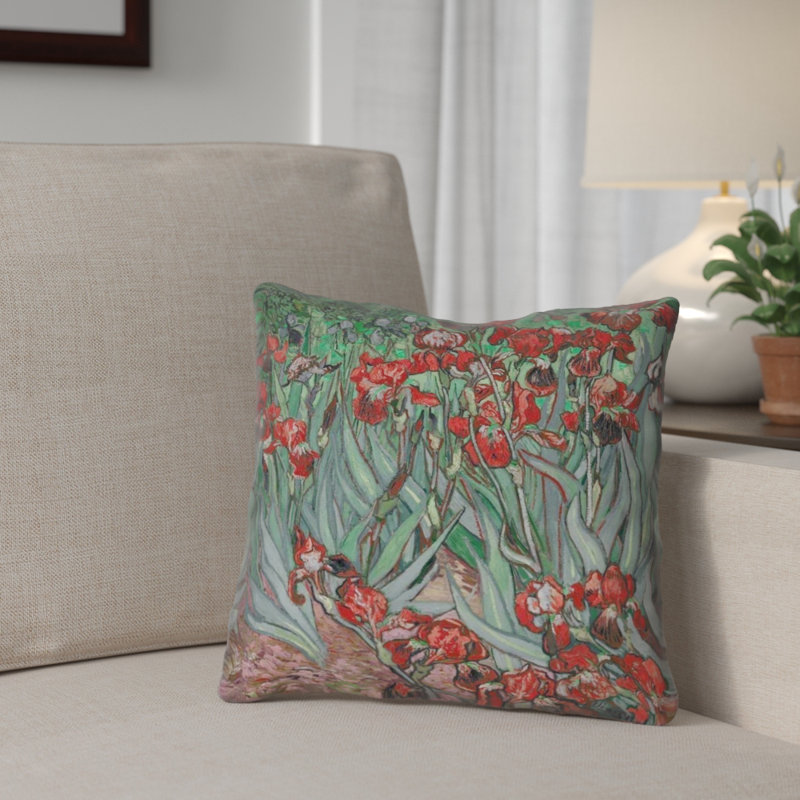 Coussin Vincent Van Gogh, 14 po x 14 po, Rouge, Pas de remplissage