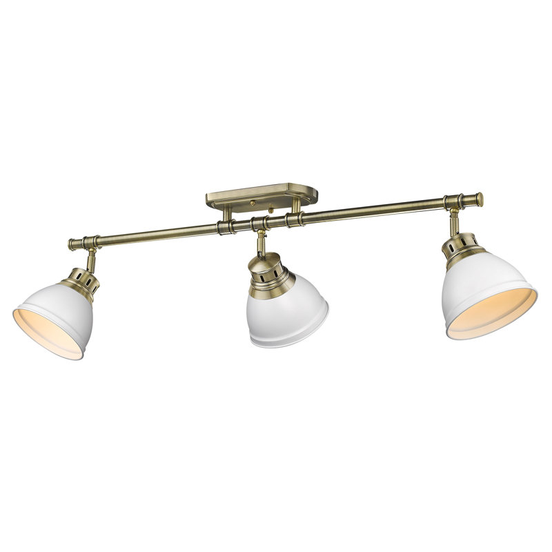 Bryannah 3-Light Semi-Flush - Track Light, Matte White, Aged Brass