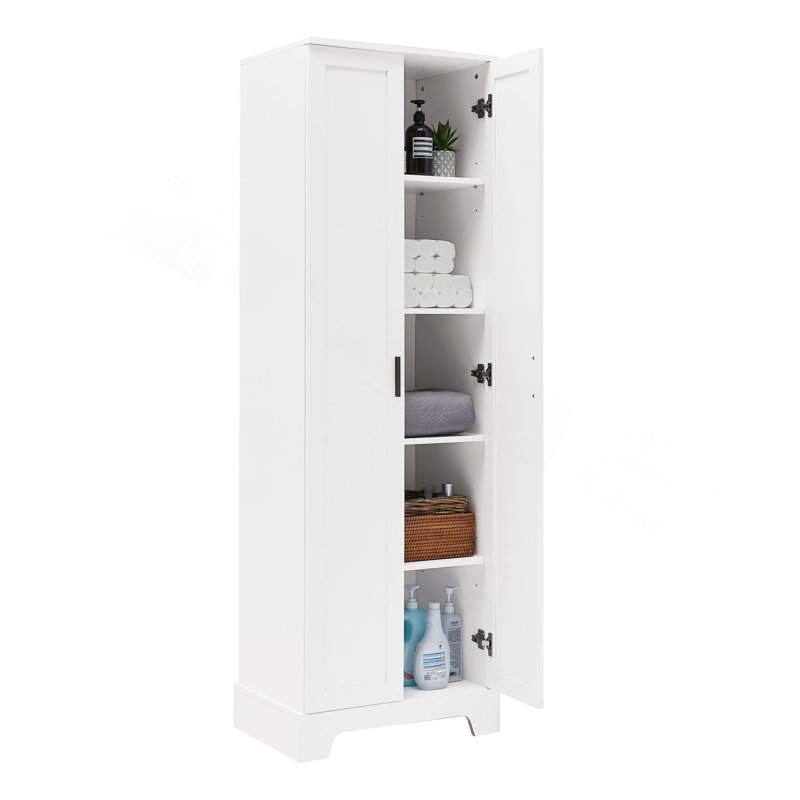 Versatile Bathroom And Office Storage Cabinet With Adjustable Shelves And Anti-Tipping Device, White