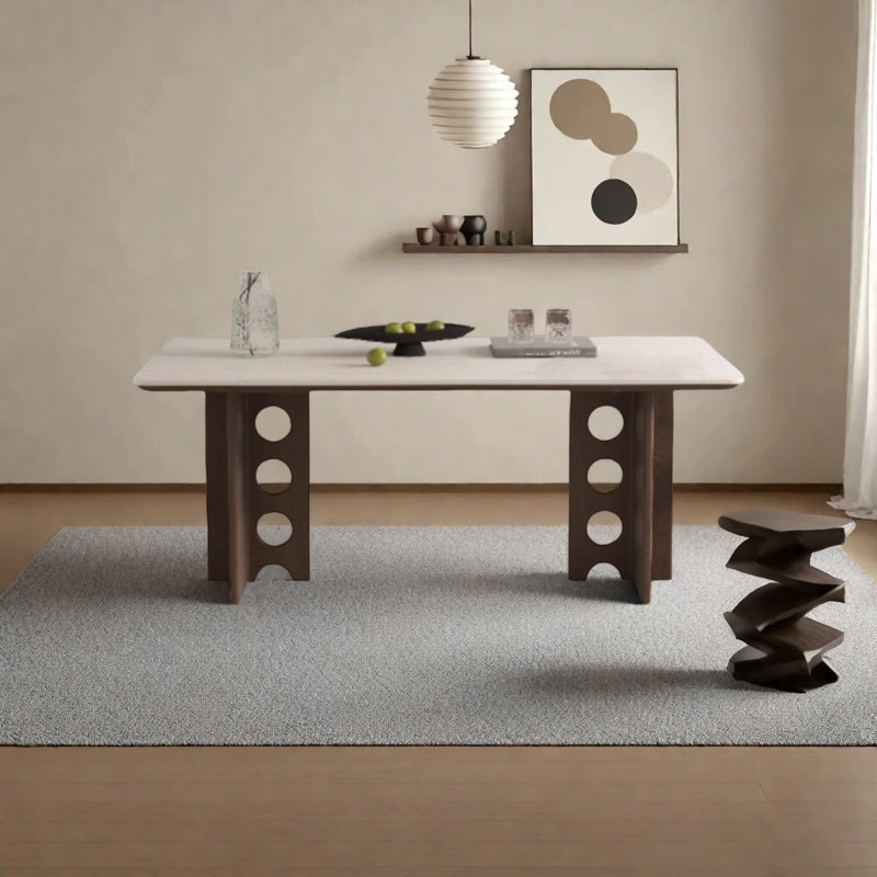 Table de salle à manger Thick, Beige clair, H 29,5 po x L 55,1 po x l 31,4 po, Beurre