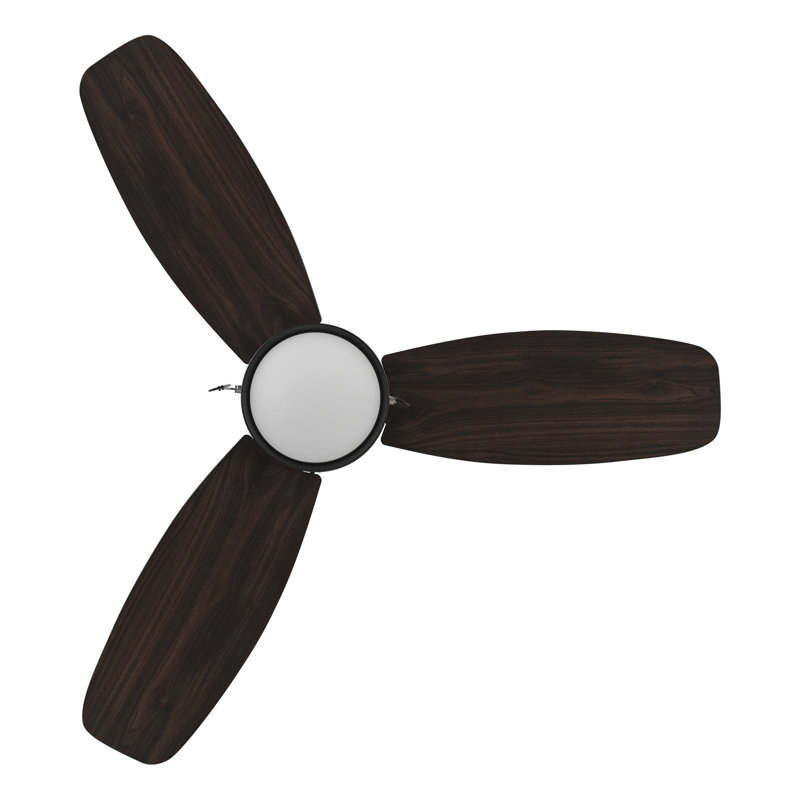48" DC Motor 3 Blades Pull-chain Ceiling Fan with LED  Light, Dark Walnut
