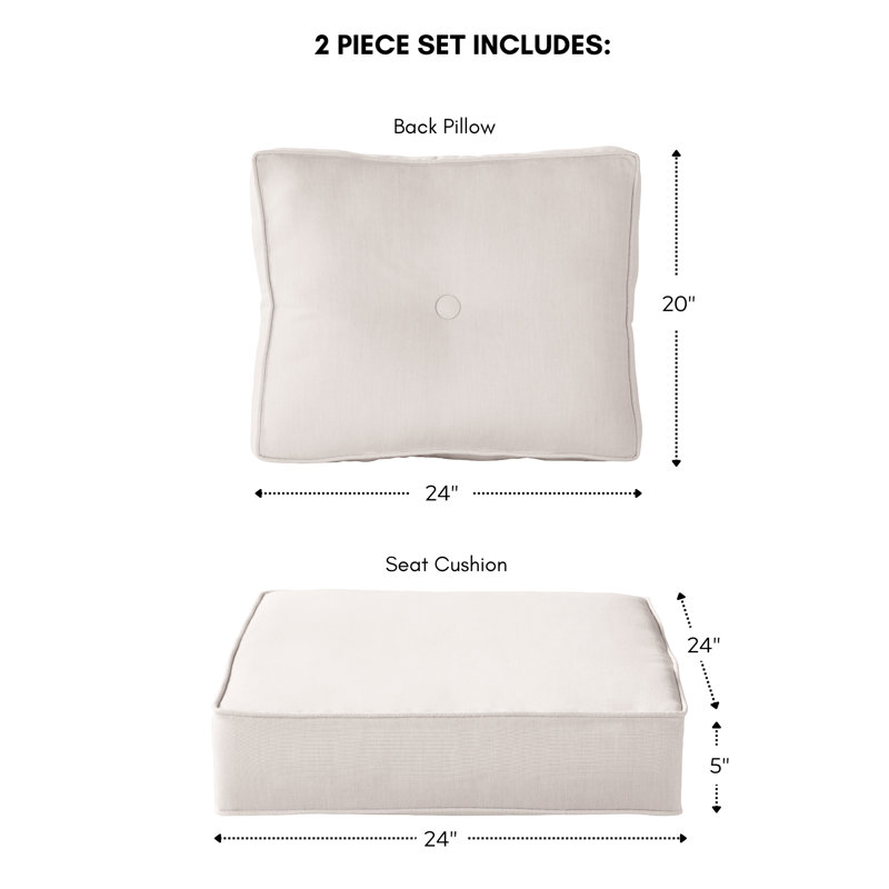 Royzell Sunbrella Outdoor Deep Seat Chair Cushion, Cast Pumice