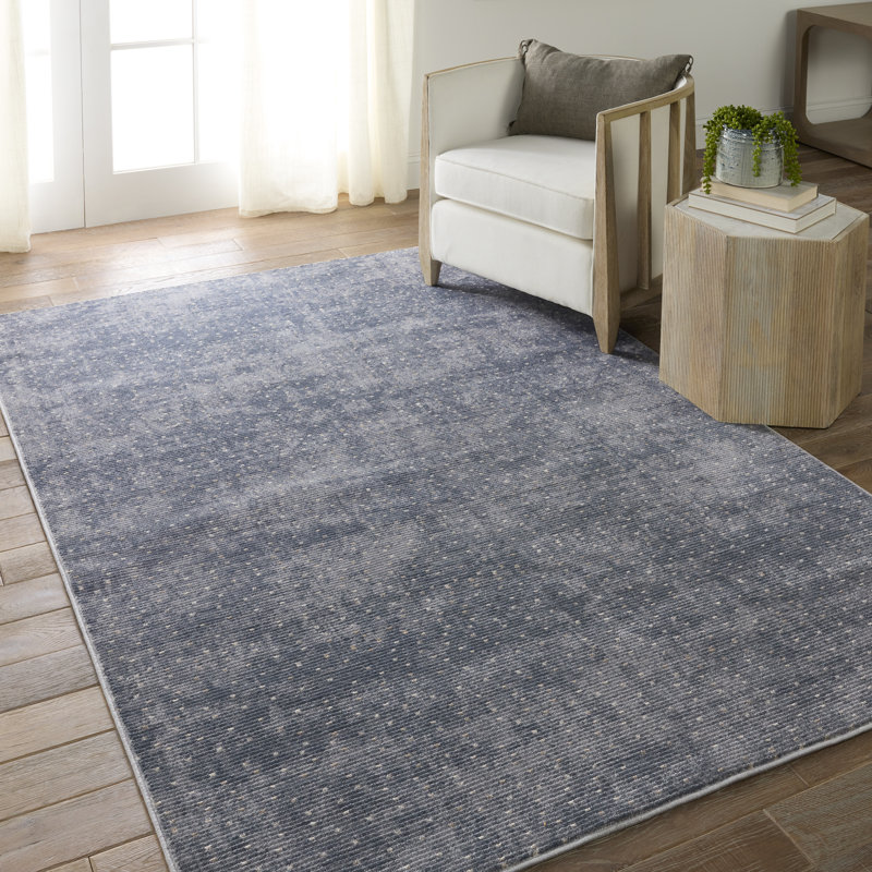 Tapis tissé à la machine abstrait bleu / crème, Rectangle 5 pi 3 po x 8 pi