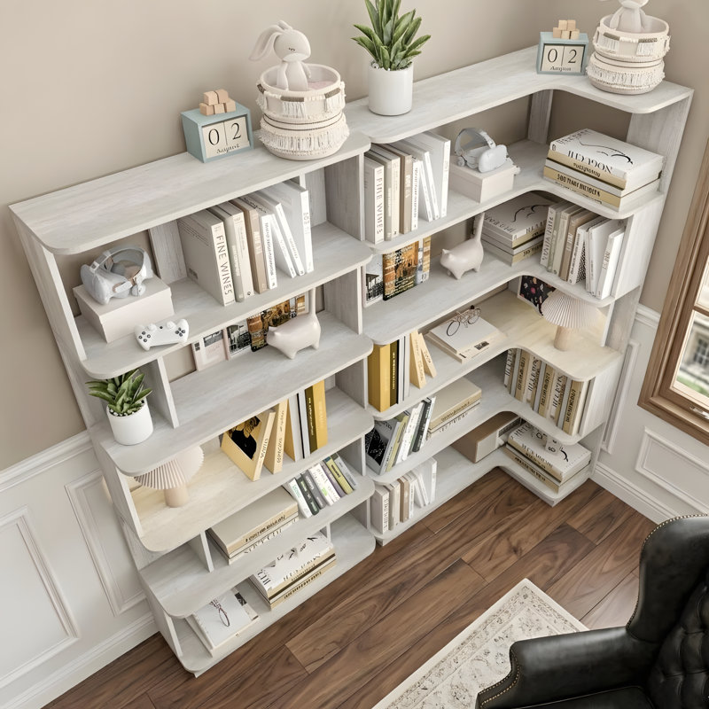 Bibliothèque modulaire en L (35 pouces + 31 pouces), Gris clair