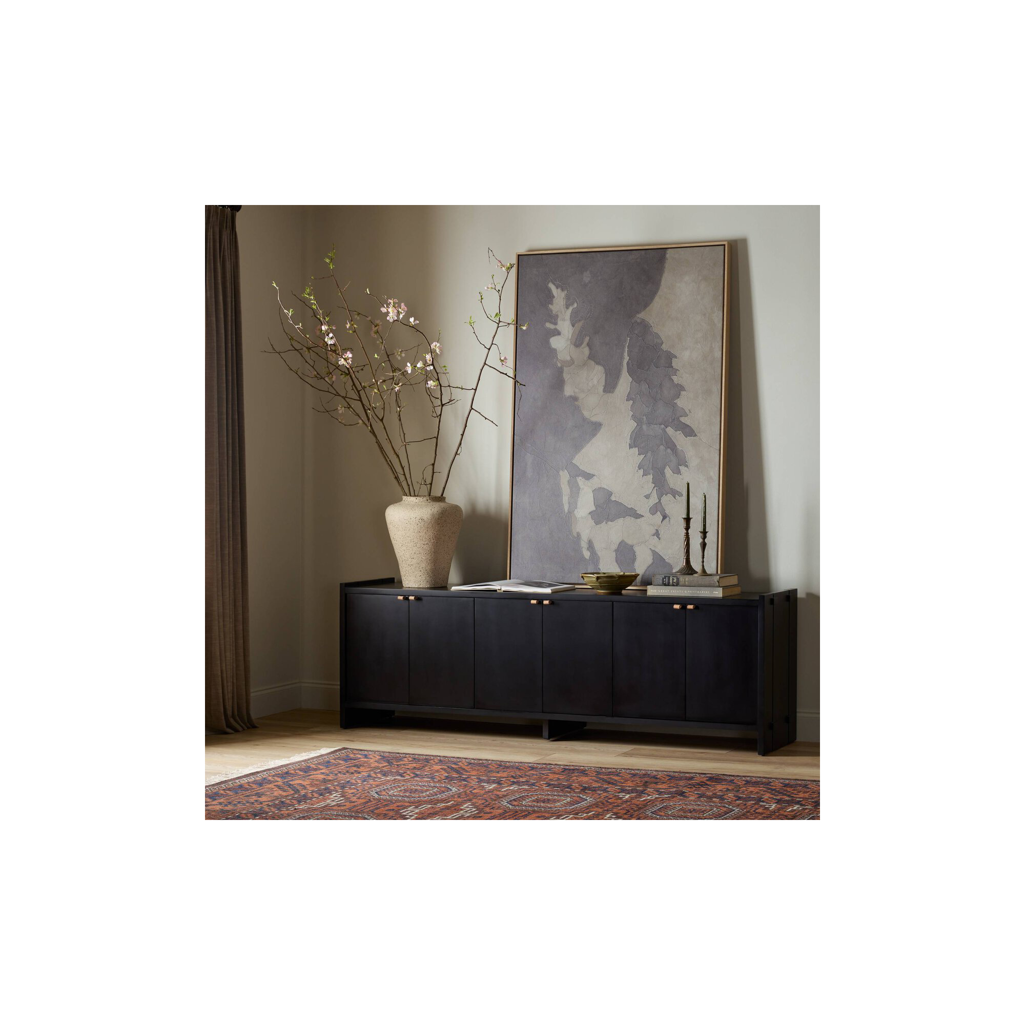 Handa 78'' Media Console, Black Wash Poplar